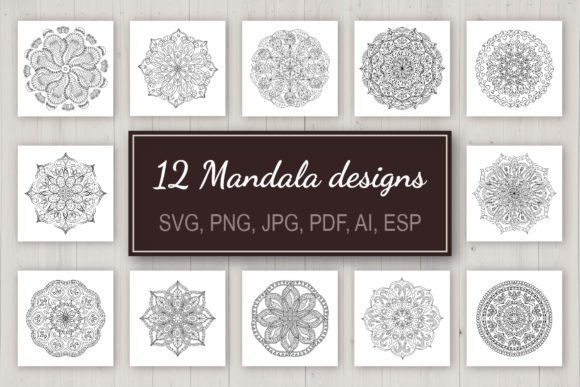 Download 12 Mandala Designs SVG | PNG - Design Collection