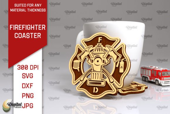 Download Firefighter Coaster Laser Cut Design - Design Collection