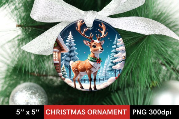 Download Cute Christmas Reindeer Round Design - Design Collection