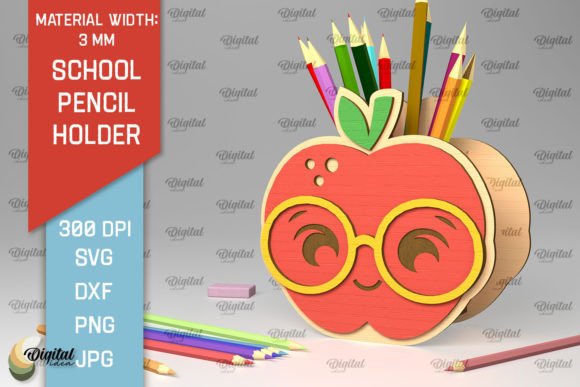 Download School Pencil Holder Laser Cut Design - Design Collection
