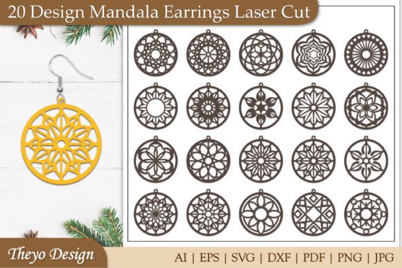 Download 20 Design Mandala Earrings Laser Cut - Design Collection