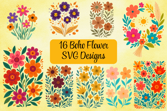 Download Modern Boho Flower SVG Designs - Design Collection