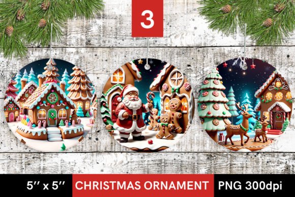 Download 3d Gingerbread Christmas Round Design - Design Collection