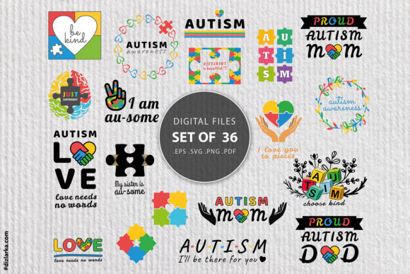 Download Autism Bundle Color Design Puzzle Pieces - Design Collection