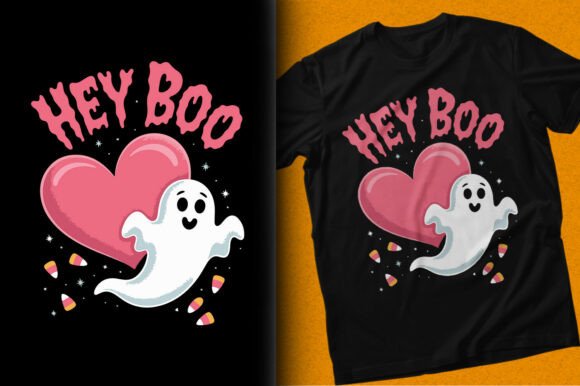 Download Hey Boo Halloween Heart T-shirt Design - Design Collection