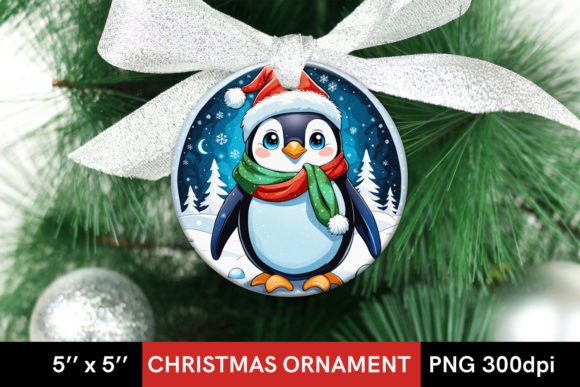 Download Cartoon Christmas Penguin Round Design - Design Collection