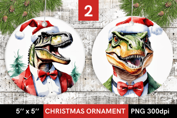 Download Christmas Dinosaur in Suit, Round Design - Design Collection