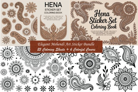 Download Henna Art Sticker - 25 Coloring Pages - Henna Collection