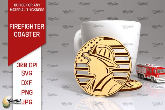 Download Firefighter Coaster Laser Cut Design - Design Collection
