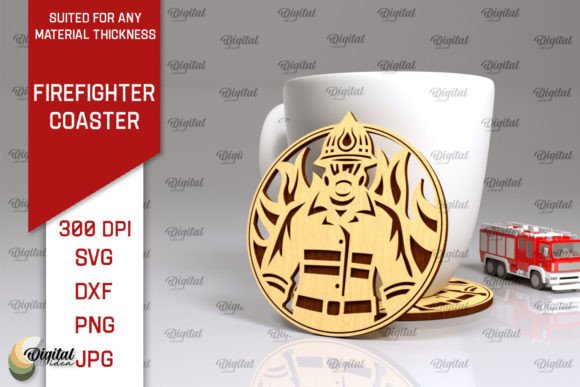 Download Firefighter Coaster Laser Cut Design - Design Collection